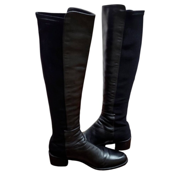STUART WEITZMAN Leather Knee High Black Riding Boots Size 8 - Picture 11 of 15